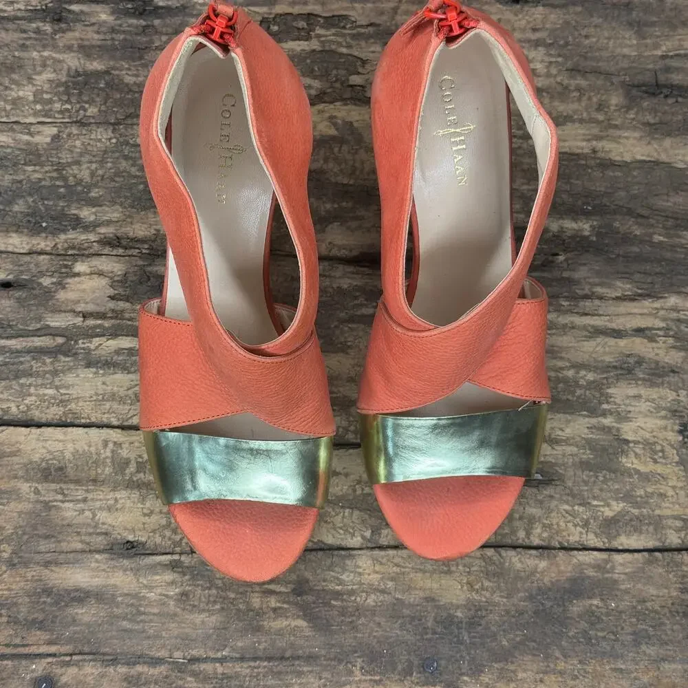 Cole Haan with Nike Air Technology Cork Wedge Sandals — Women's Size 7B